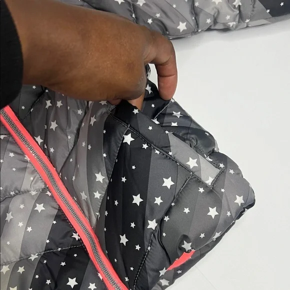 Girls 24M Pink Platinum Starry Black Jacket with Pink Lining - Picture 6 of 9